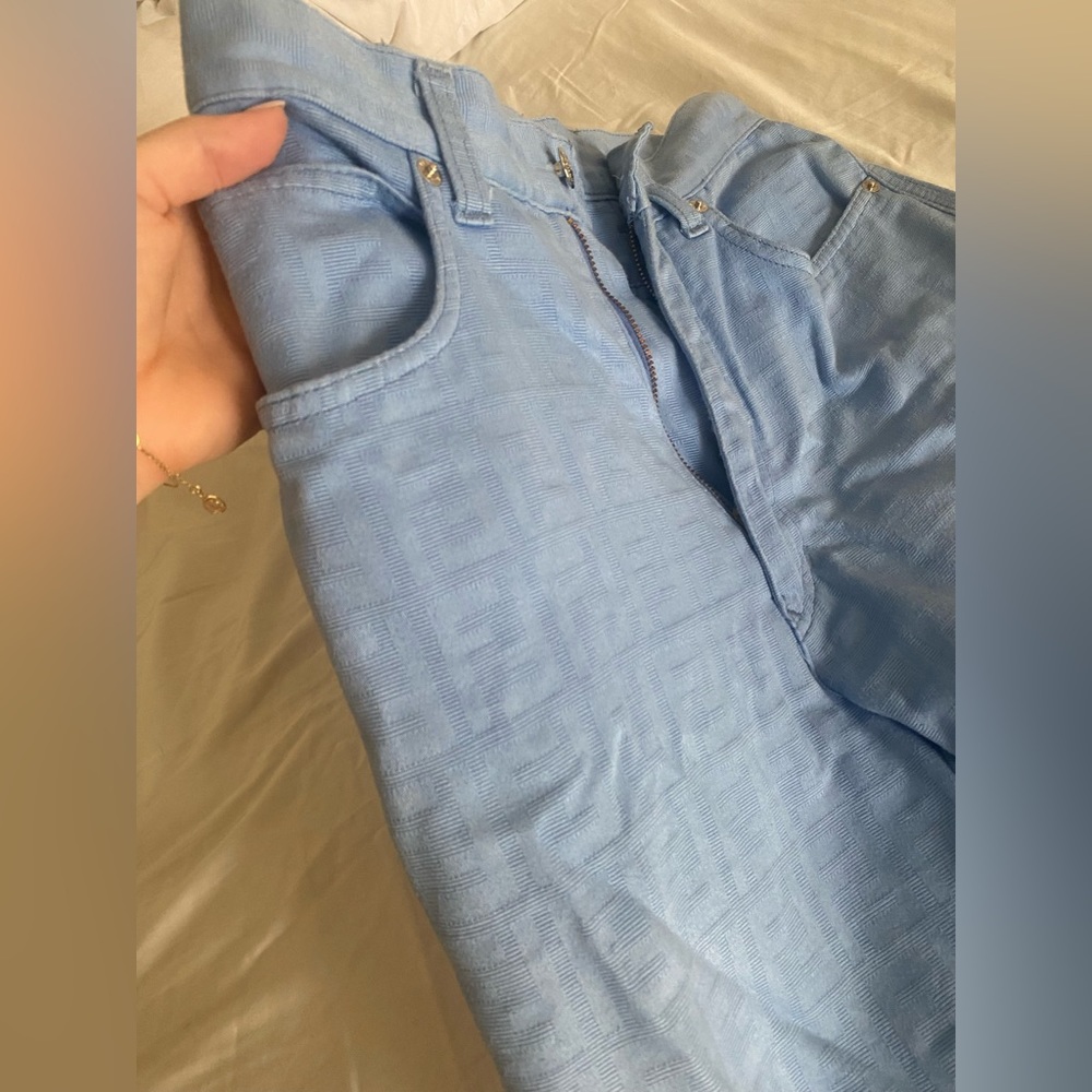 Light Blue Fendi Jeans Zucca print